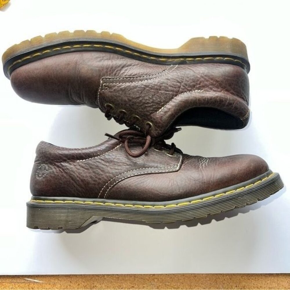 Dr. Martens Men’s Boston Oxfords Brown Leather Lace-up Shoes Size 12 - Picture 3 of 12